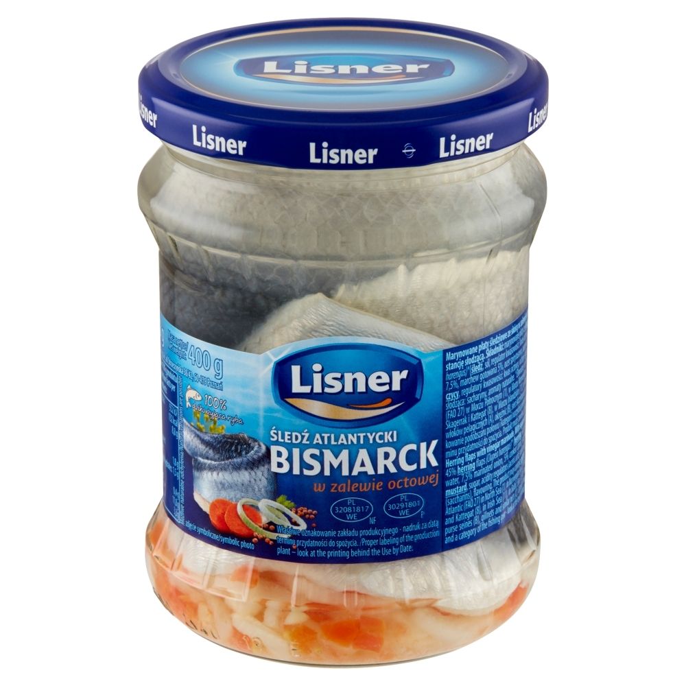 Lisner Bismarck Płaty śledziowe w aromatycznej zalewie octowo-korzennej 400 g