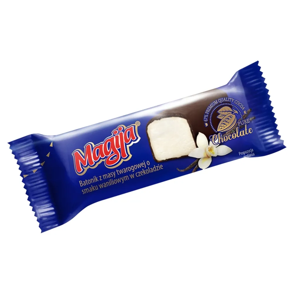 Magija - Baton twarogowy o smaku waniliowym w polewie kakao...