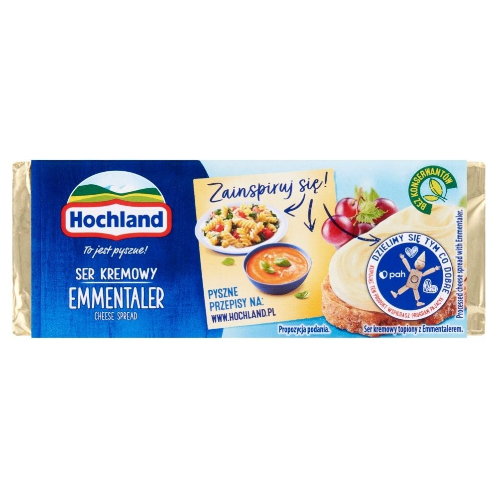 Hochland EMMENTALER. SER KREMOWY TOPIONY W BLOCZKU Z EMMENTALEREM. 90 G