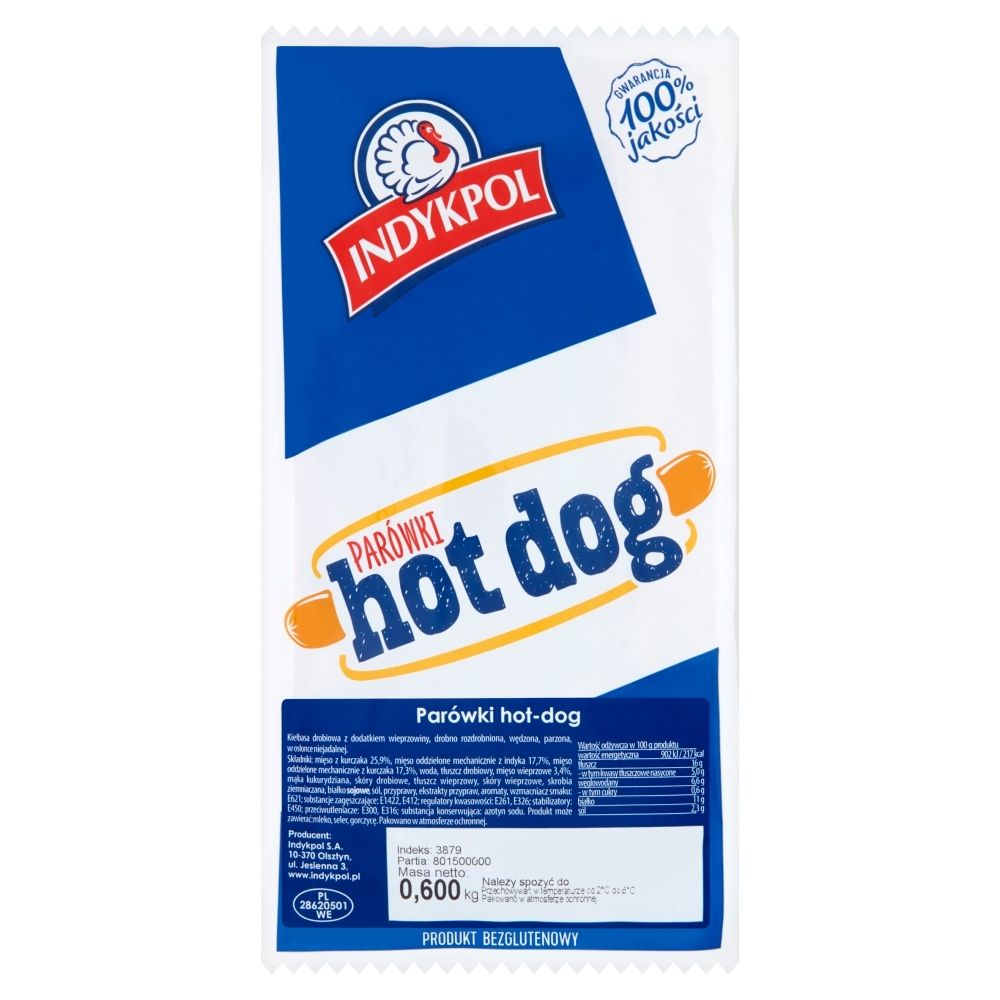 Indykpol Parówki hot-dog 600 g