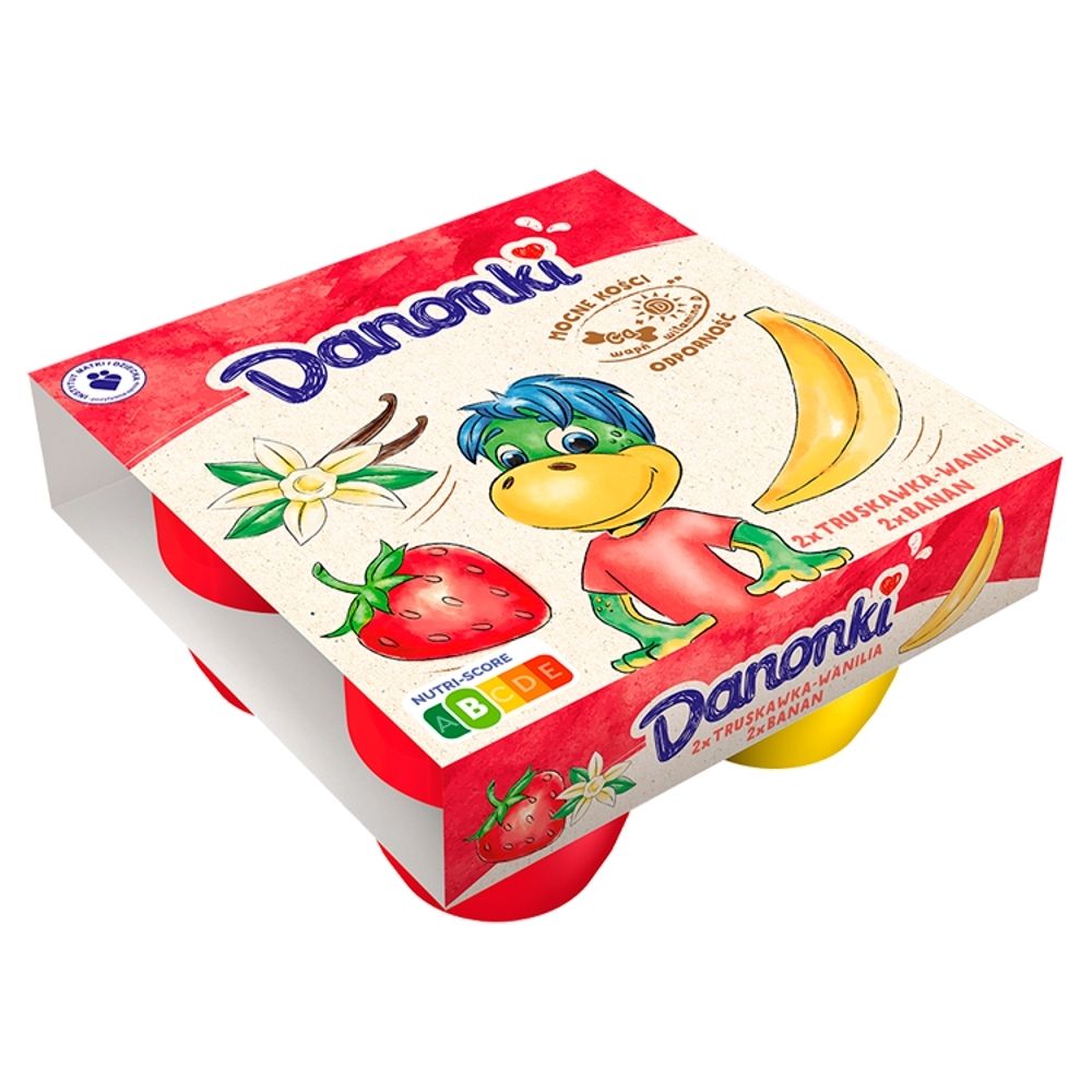 Danone Danonki Mega Serek truskawka-wanilia banan 360 g (4 x 90 g)