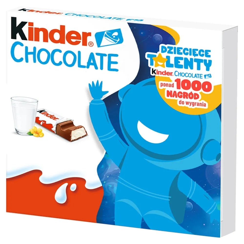 Ferrero Batoniki z mlecznej czekolady Kinder Chocolate z nadzieniem mlecznym 50 g (4 batoniki)