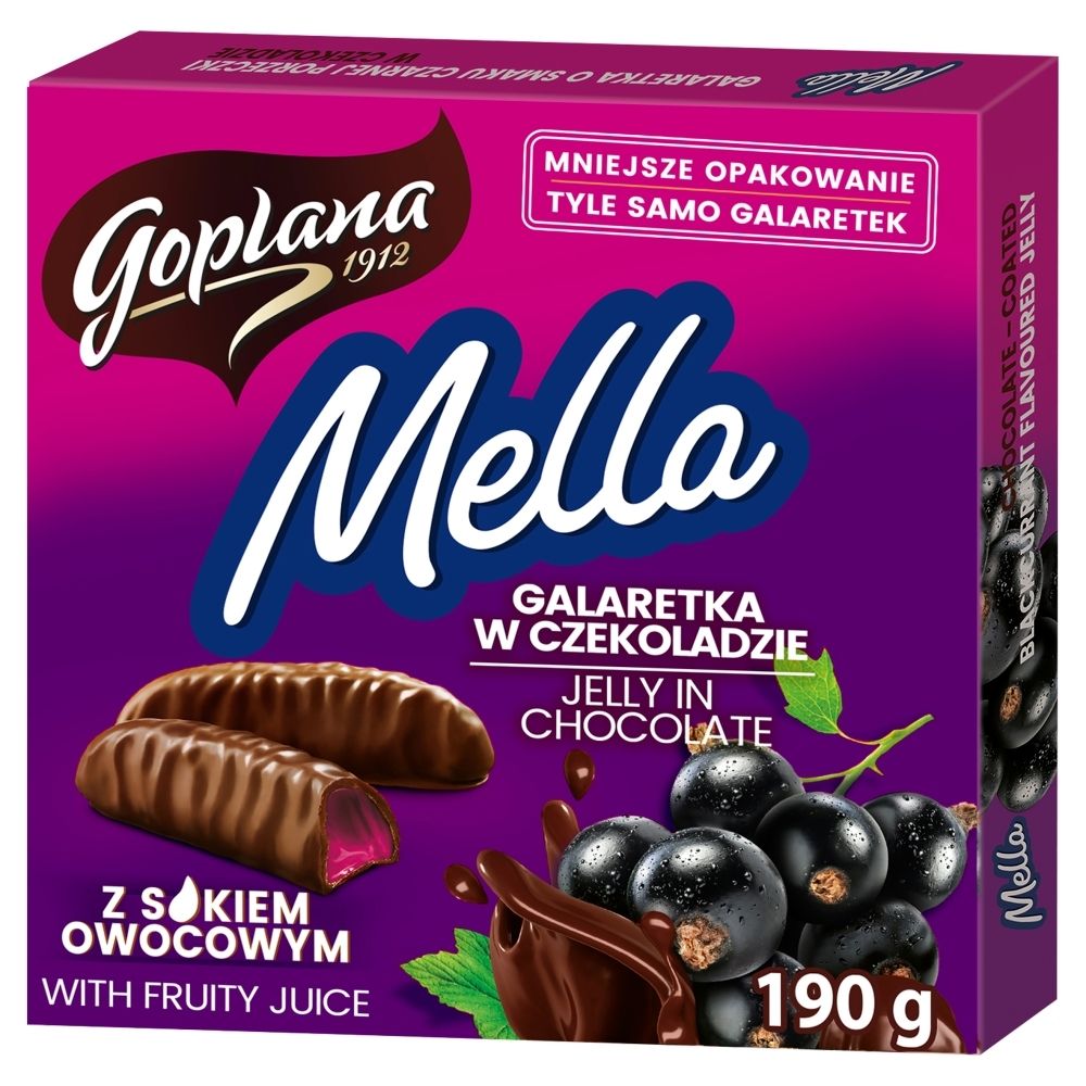 Jutrzenka Mella galaretka w czekoladzie Czarna porzeczka 190g 5900352002576