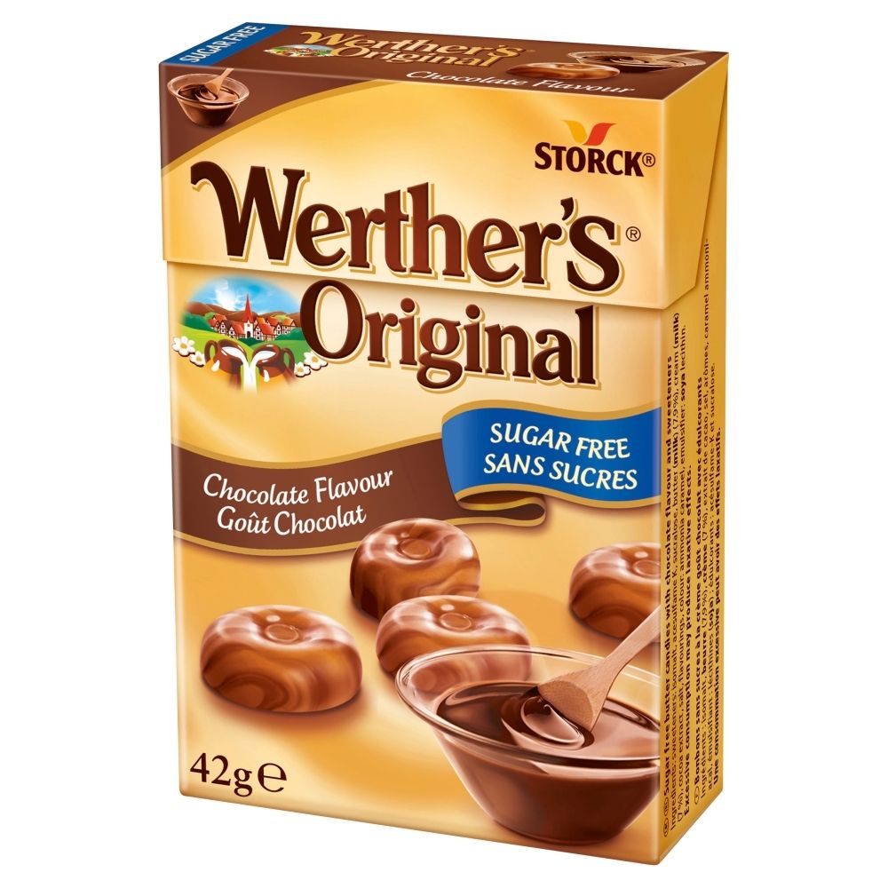 Werthers Original CUKIERKI ŚMIETANKOWE O SMAKU CZEKOLADOWYM BEZ CUKRU 42G Zakupy dla domu i biura! 91114421
