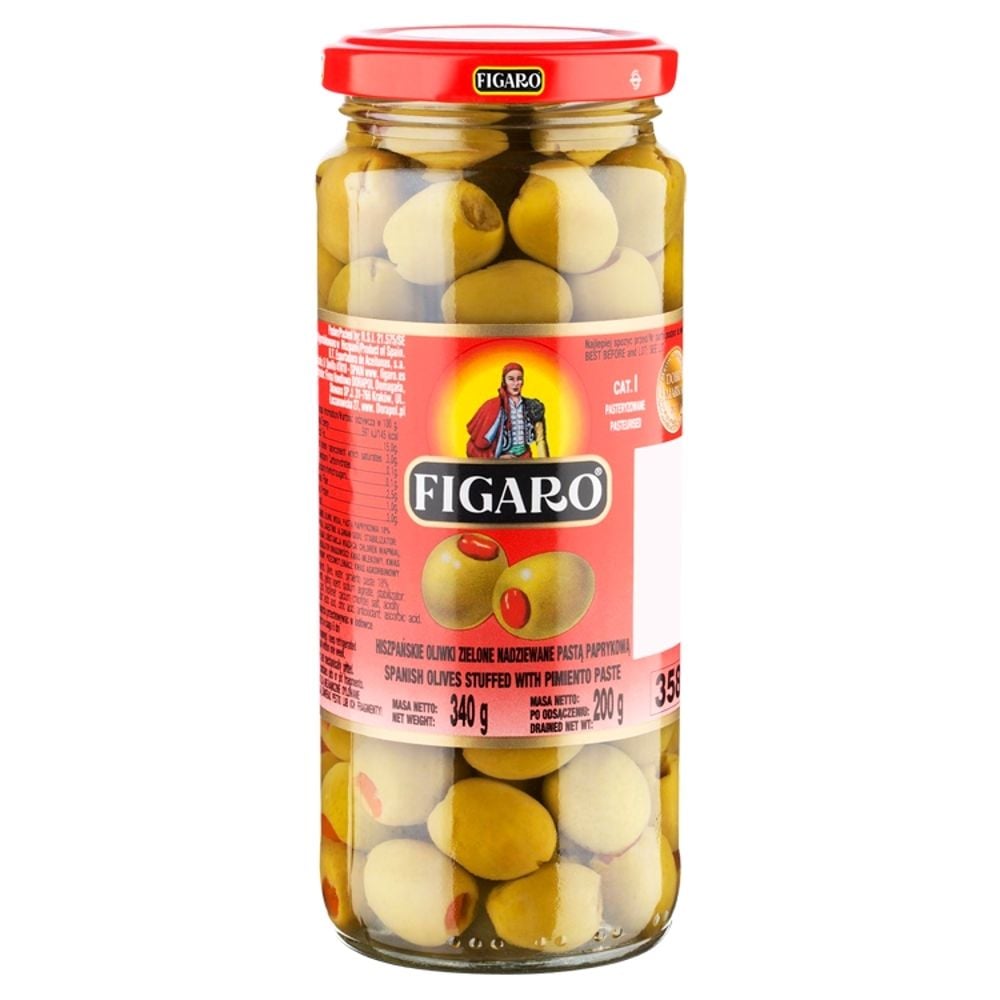 Figaro OLIWKI ZIELONE Z PASTĄ PAPRYKOWĄ 340G/200G