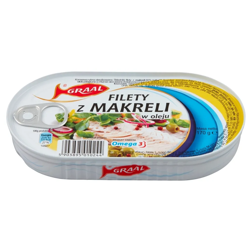 Graal FILETY Z MAKRELI W OLEJU GRAAL 170 G zakupy dla domu i biura! 39519491