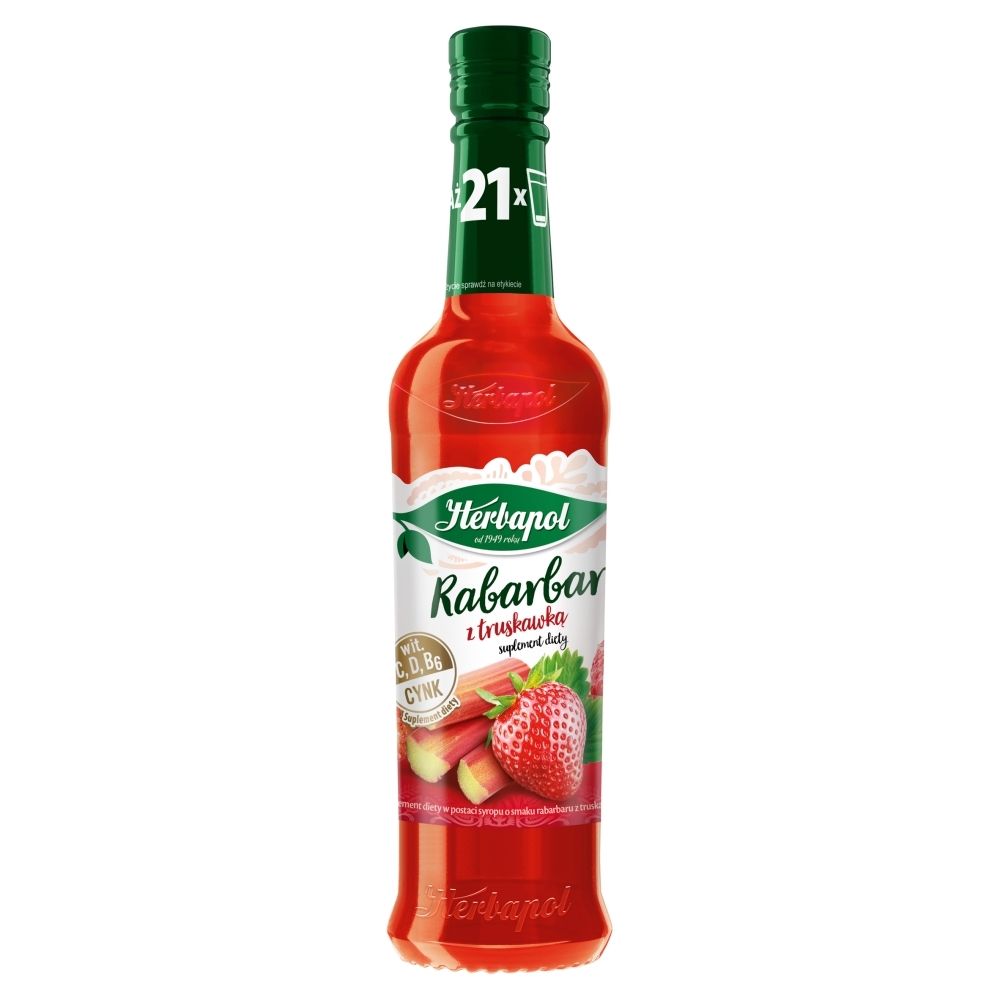 Herbapol Syrop o smaku rabarbar i truskawka 420 ml