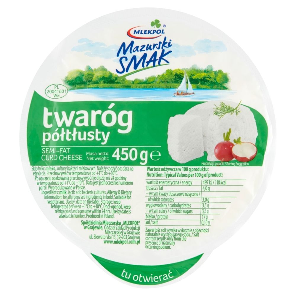 Mlekpol Mazurski Smak Twaróg półtłusty 450 g