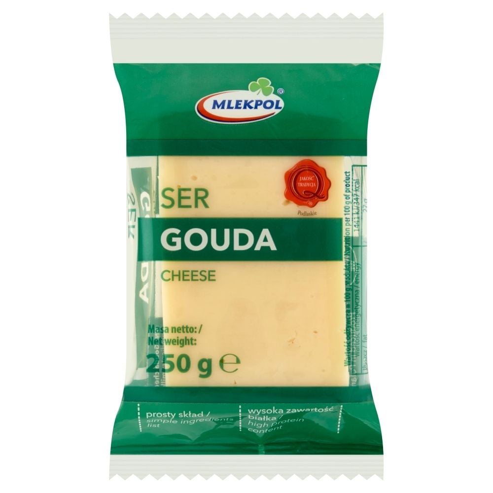 Mlekpol Ser Gouda porcjowany. Zawartość tłuszczu 27%