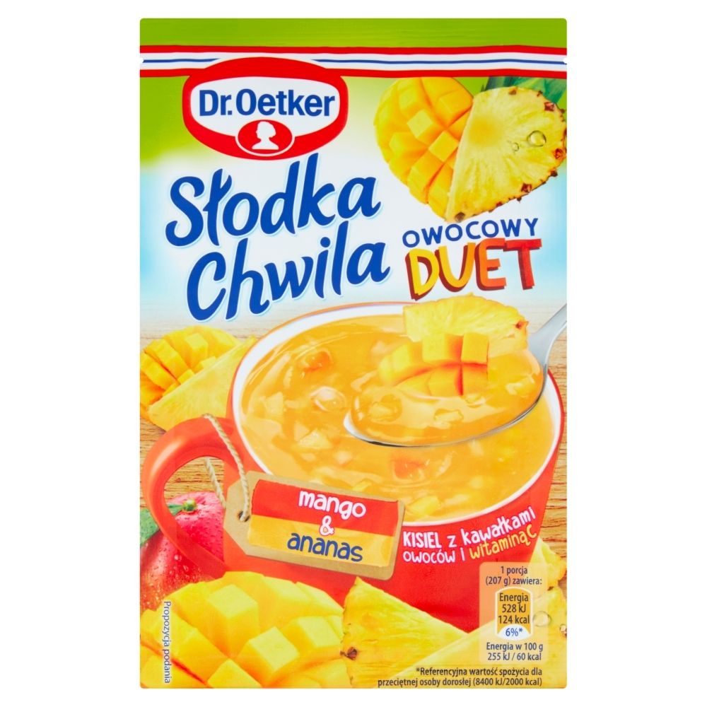 Dr. Oetker Dr Oetker DR OETKER SŁODKA CHWILA OWOCOWY DUET MANGO & ANANAS KISIEL Z KAWAŁKAMI OWOCÓW 32 G zakupy dla domu i biura! 51345569