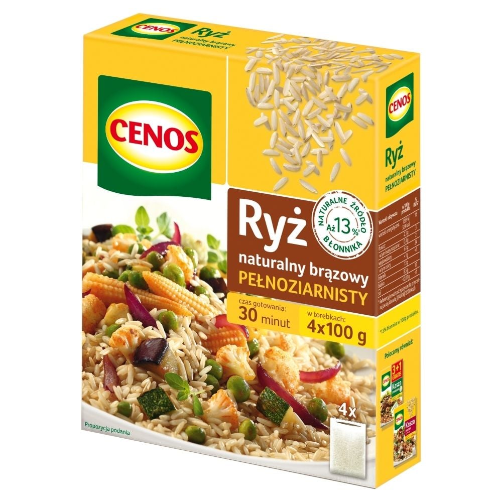 Cenos RYŻ NATURALNY BRĄZOWY PEŁNOZIARNISTY 4X100 G 30363352