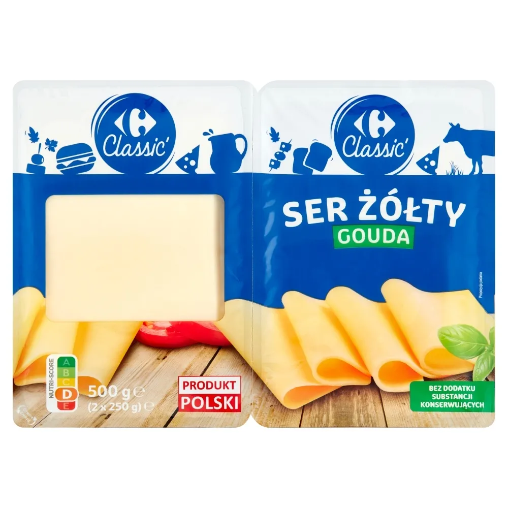 Carrefour Classic Ser żółty gouda 500 g (2 x 250 g)