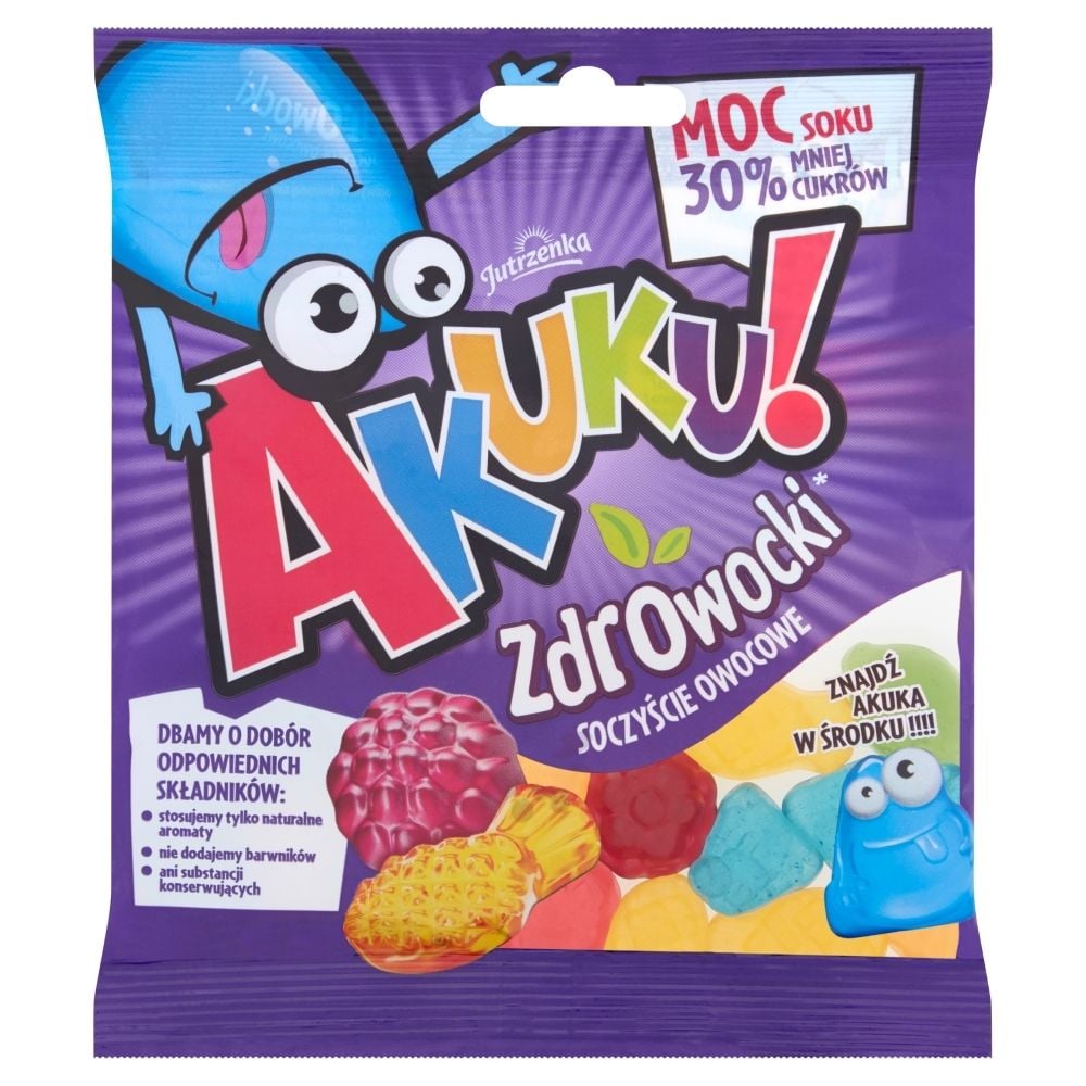 Jutrzenka AKUKU! ZDROWOCKI ŻELKI O OBNIŻONEJ ZAWARTOŚCI CUKRÓW 90 G zakupy dla domu i biura! 19499631