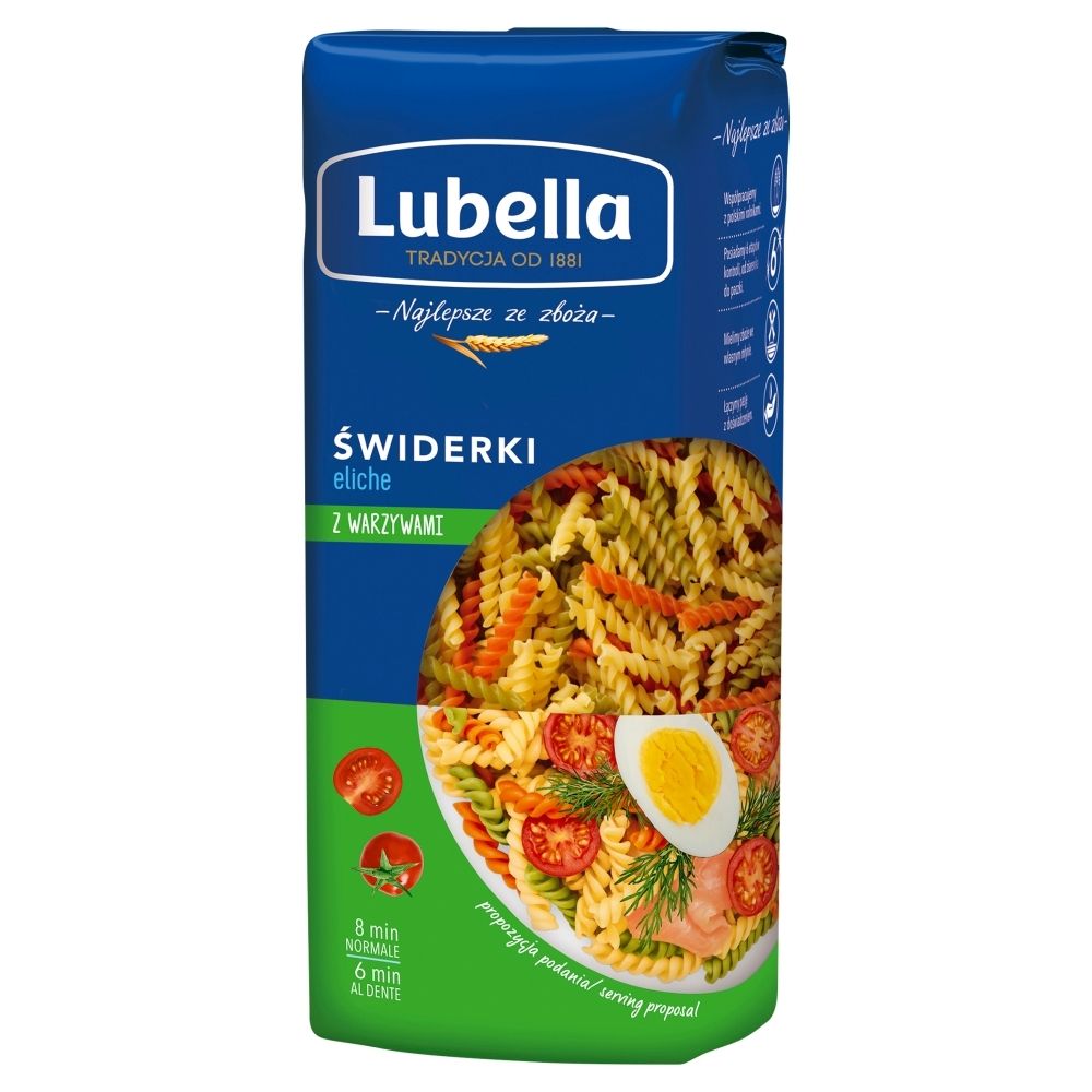 Lubella ELICHE TRICOLORE MAKARON ŚWIDERKI TRZY KOLORY 400 G zakupy dla domu i biura 60606928
