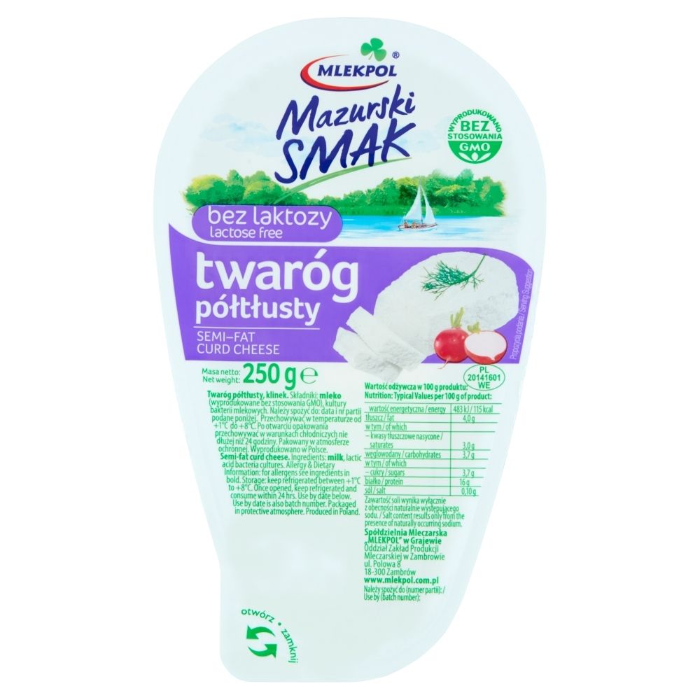 Twaróg Klinek Mazurski Smak 250G Półtłusty Bez Laktozy