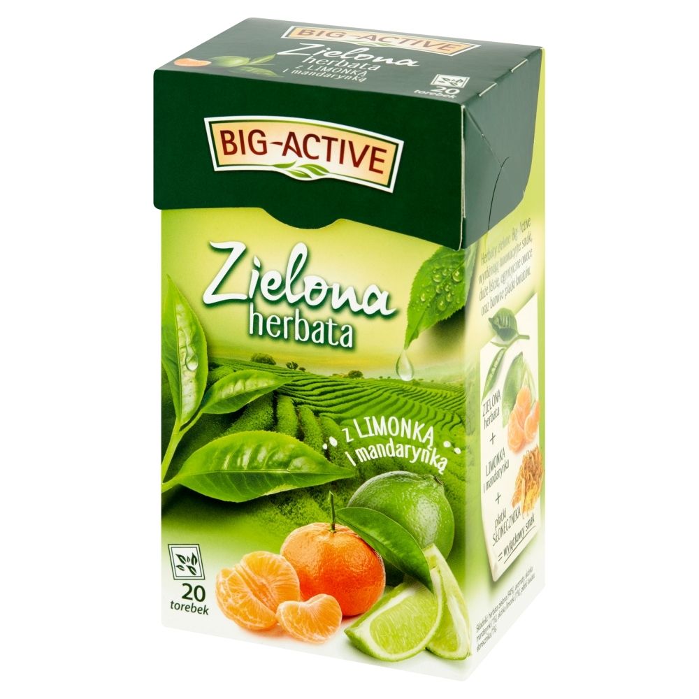 Big-Active Big-Active Zielona herbata z limonką i mandarynką 30 g (20 x 1,5 g)