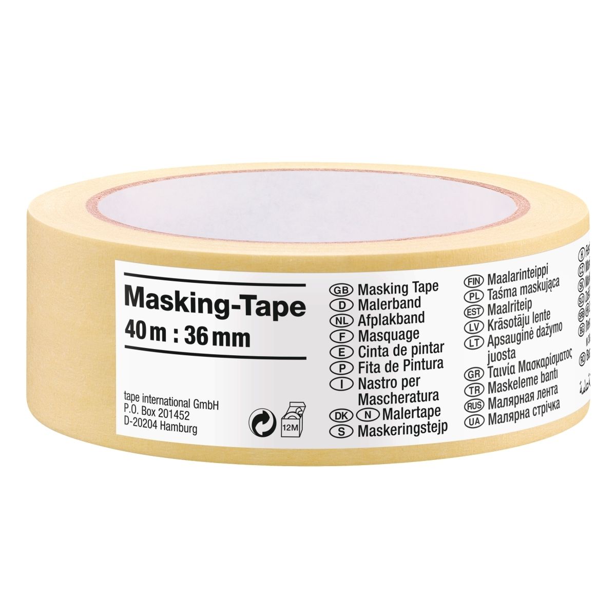 Taśma maskująca, malarska Tesa Standard, papierowa, 40m:38mm, żółta