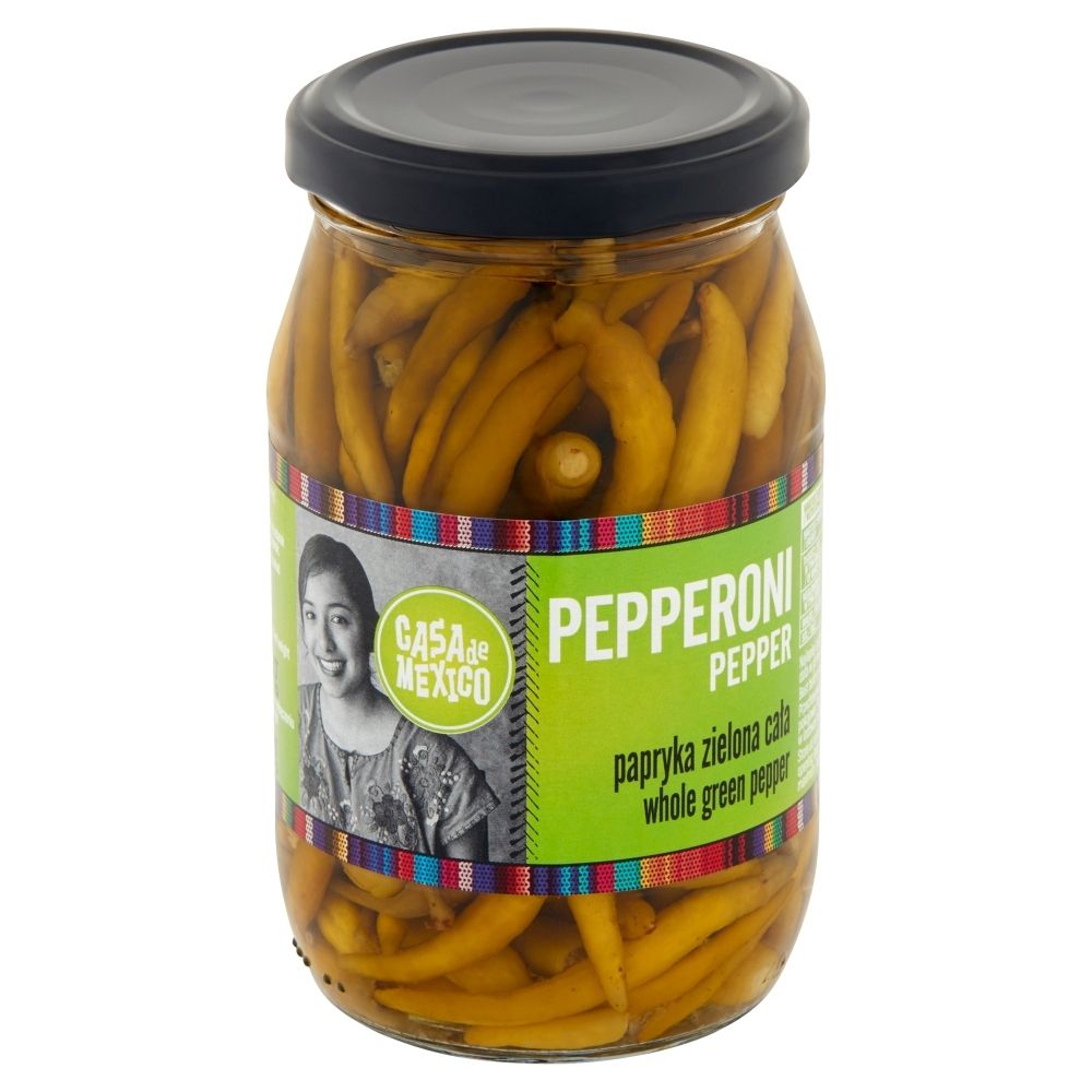 Papryka zielona pepperoni cała 325g - Casa de Mexico
