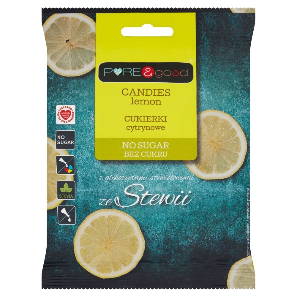 Pure and Good Cukierki cytrynowe bez cukru 50g Pure and Good