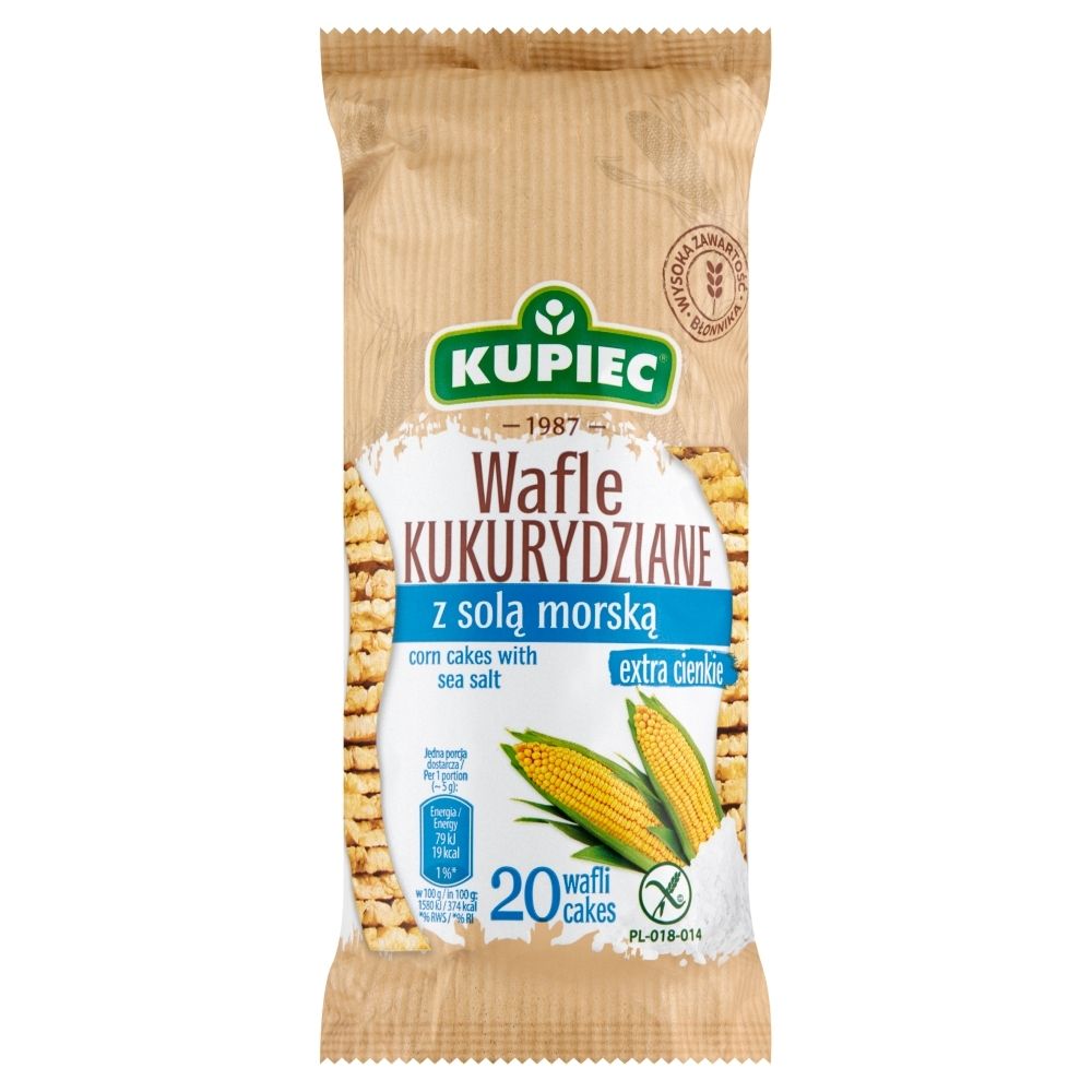 Kupiec Wafle Kukurydziane z Solą Morską bezglutenowe 105g -