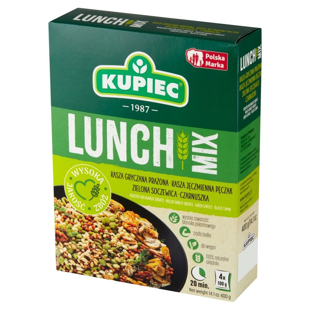 Kupiec Lunch Mix kasza z soczewicą i czarnuszką w torebkach 400 g