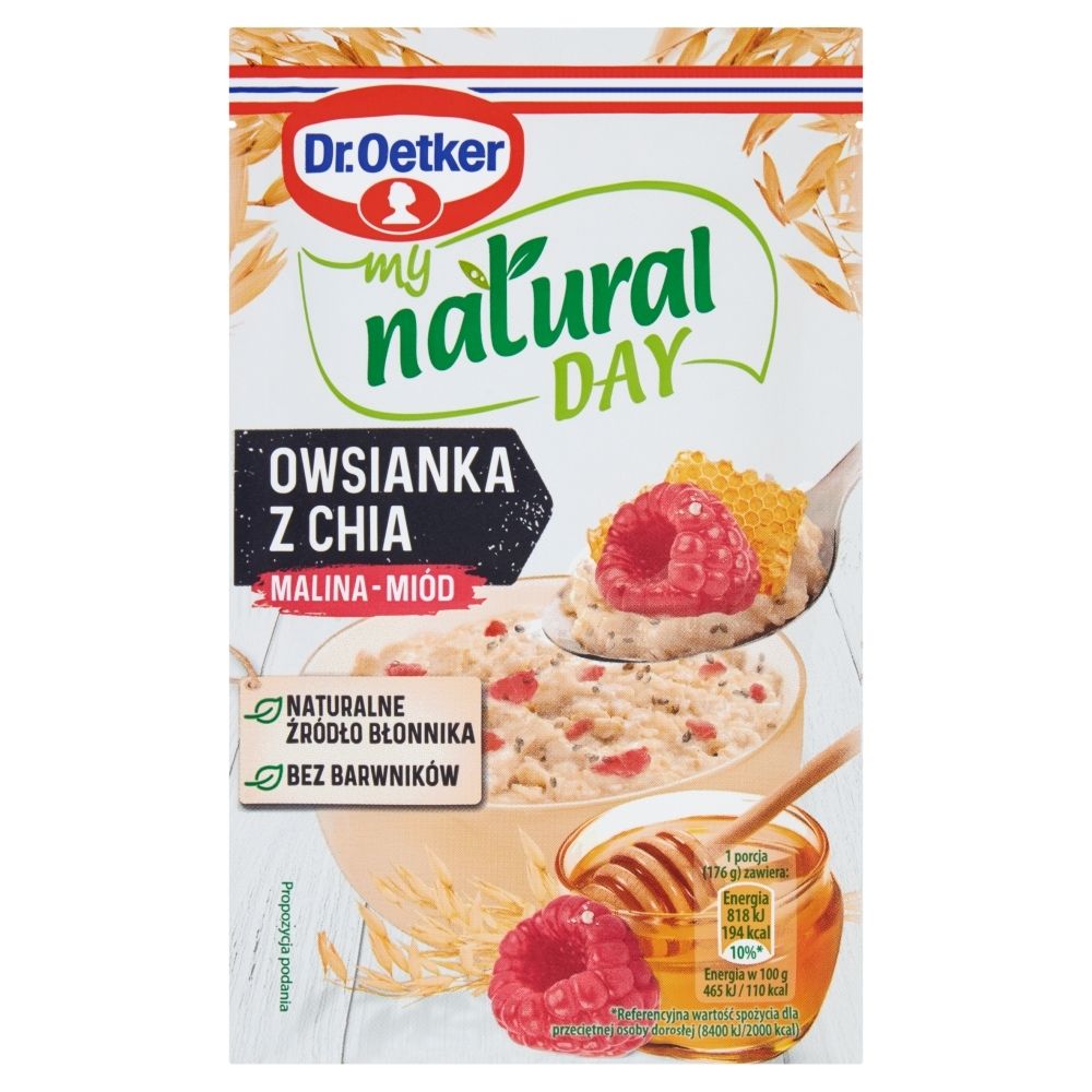 Natural DR.OETKER Owsianka z Chia Malina-Miód My Day 51g - Dr Oetker