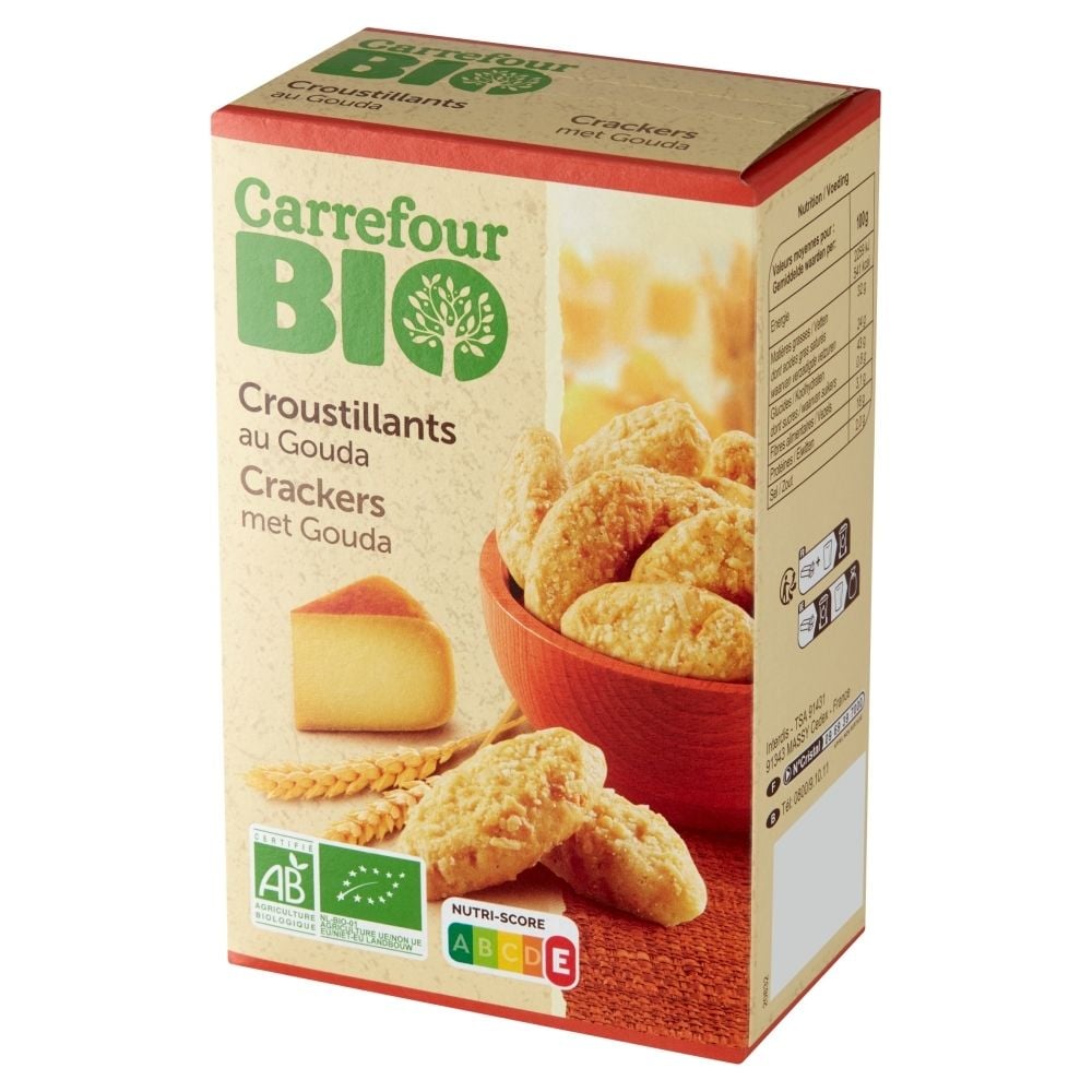 Carrefour Bio Ekologiczne krakersy solone z serem gouda 75 g