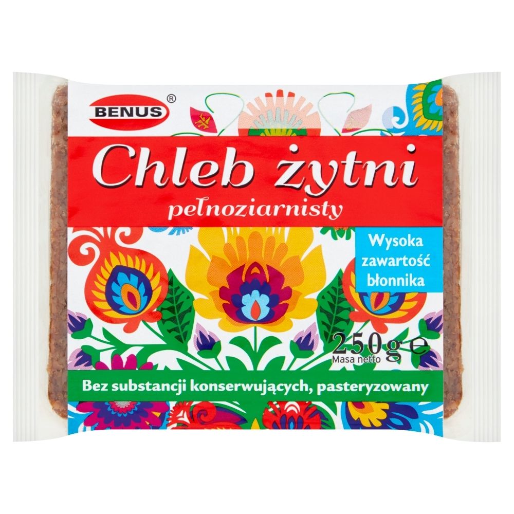 Benus Chleb żytni pełnoziarnisty folklor 250 g