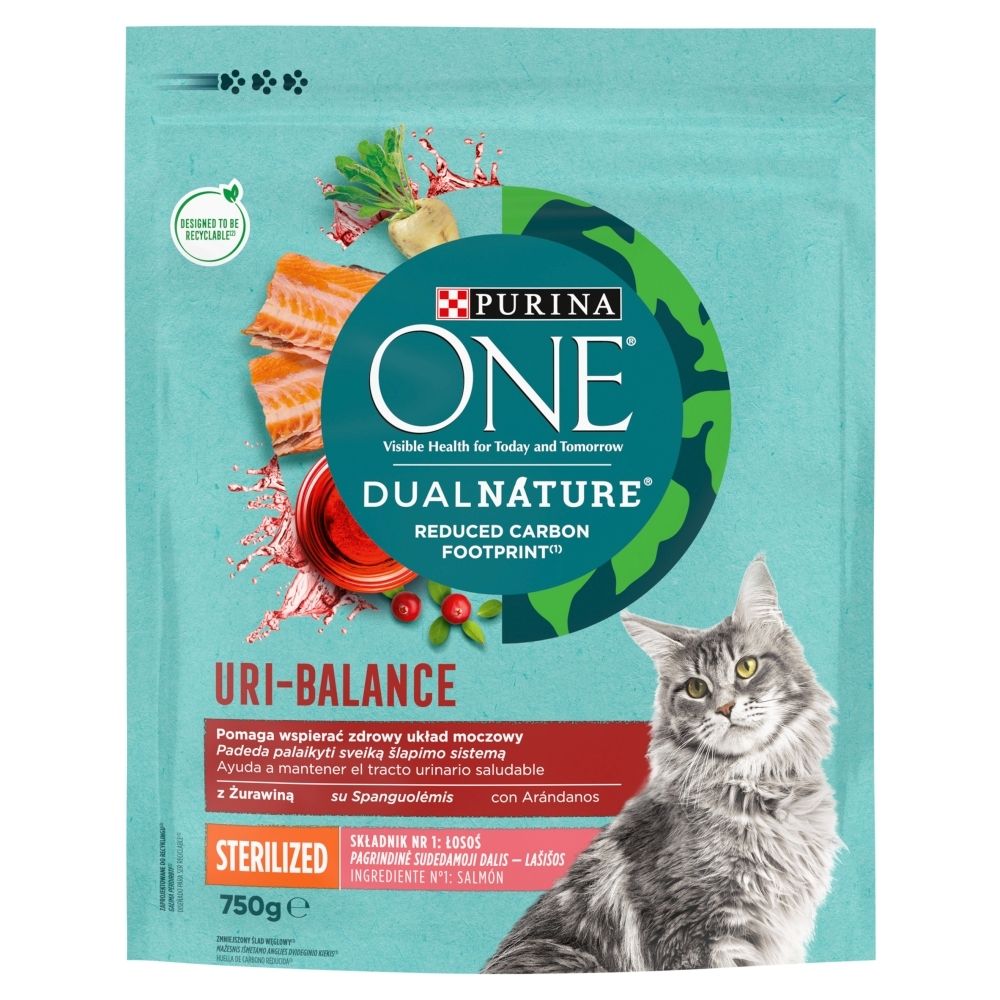 PURINA ONE DualNature Cranberry Karma dla kotów łosoś jako pierwszy składnik 750 g