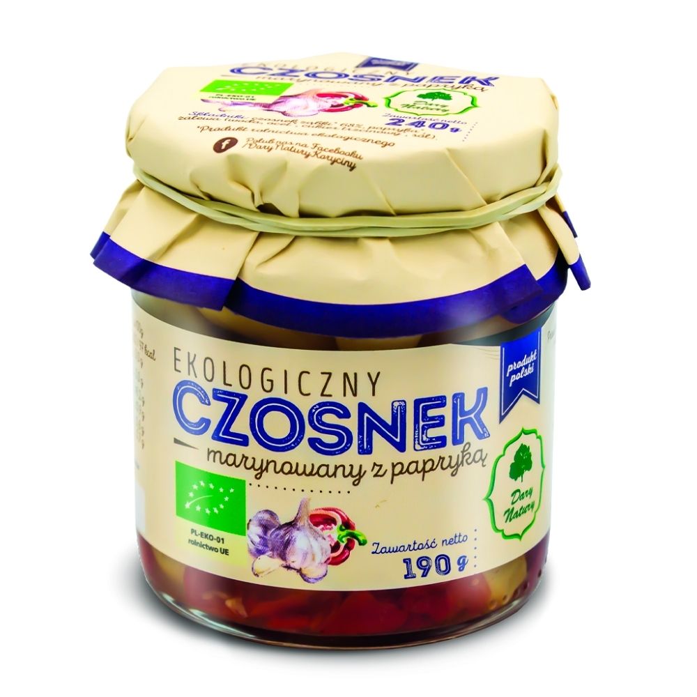 DARY NATURY - test CZOSNEK MARYNOWANY Z PAPRYKĄ BIO 190 g - DARY NATURY BP-5903246862348