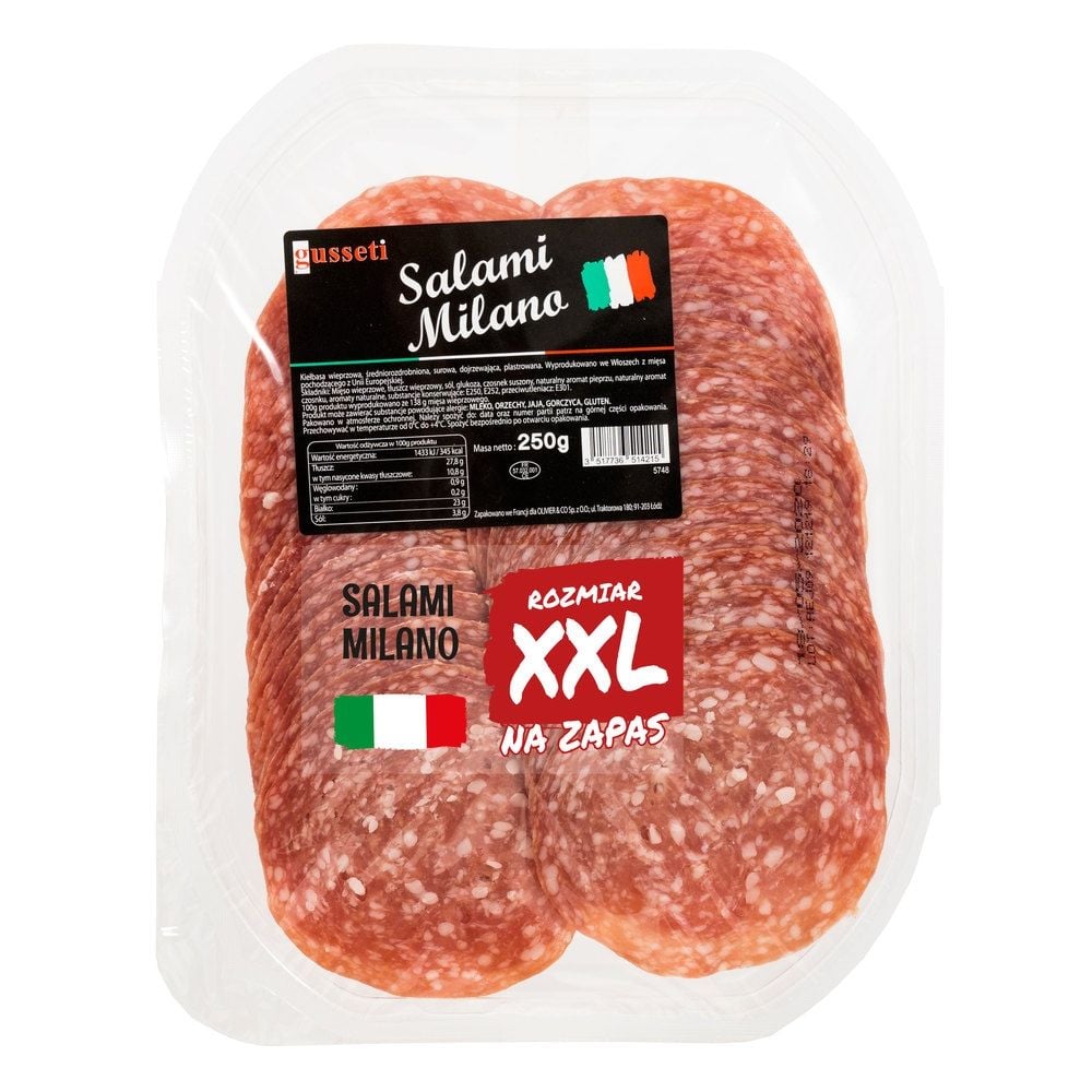 Salami Milano Plastry 250G Gusseti