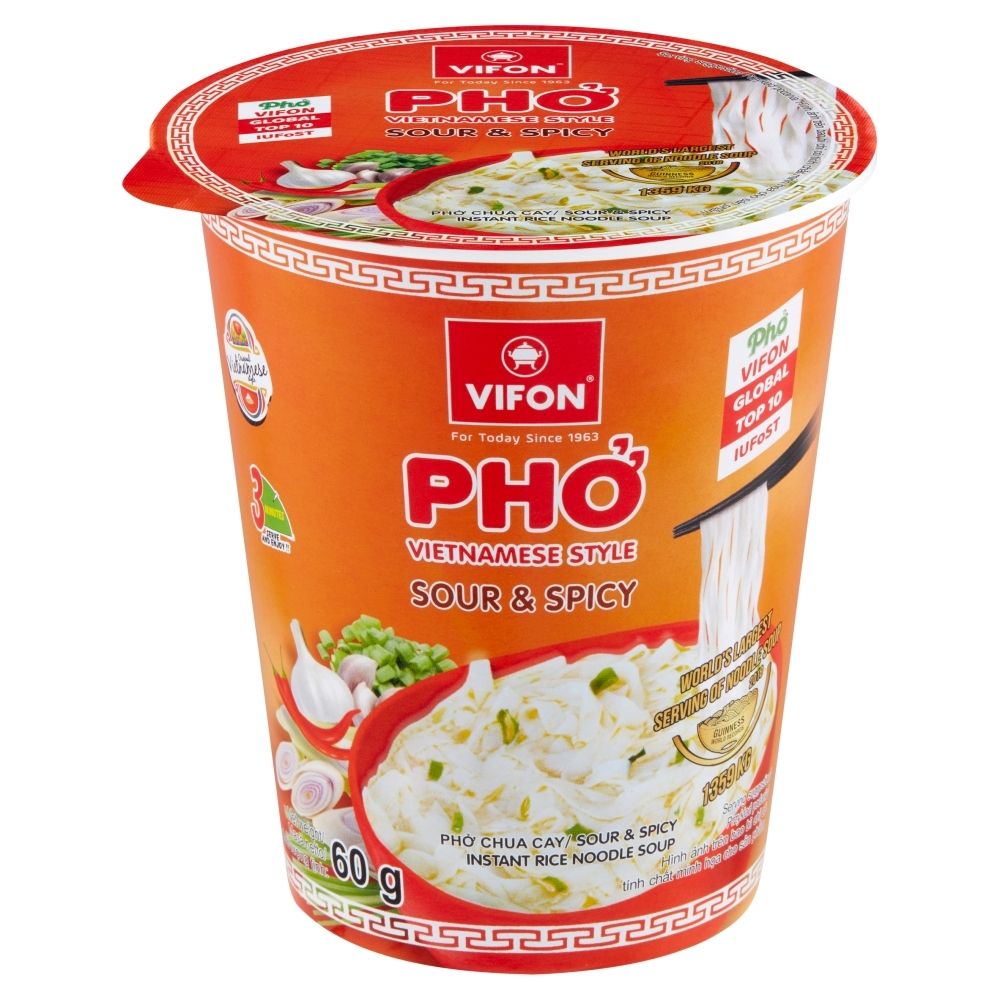 VIFON PHO CHUA CAY ZUPA Z KLUSKAMI RYŻOWYMI OSTRO KWAŚNA 60G KUBEK