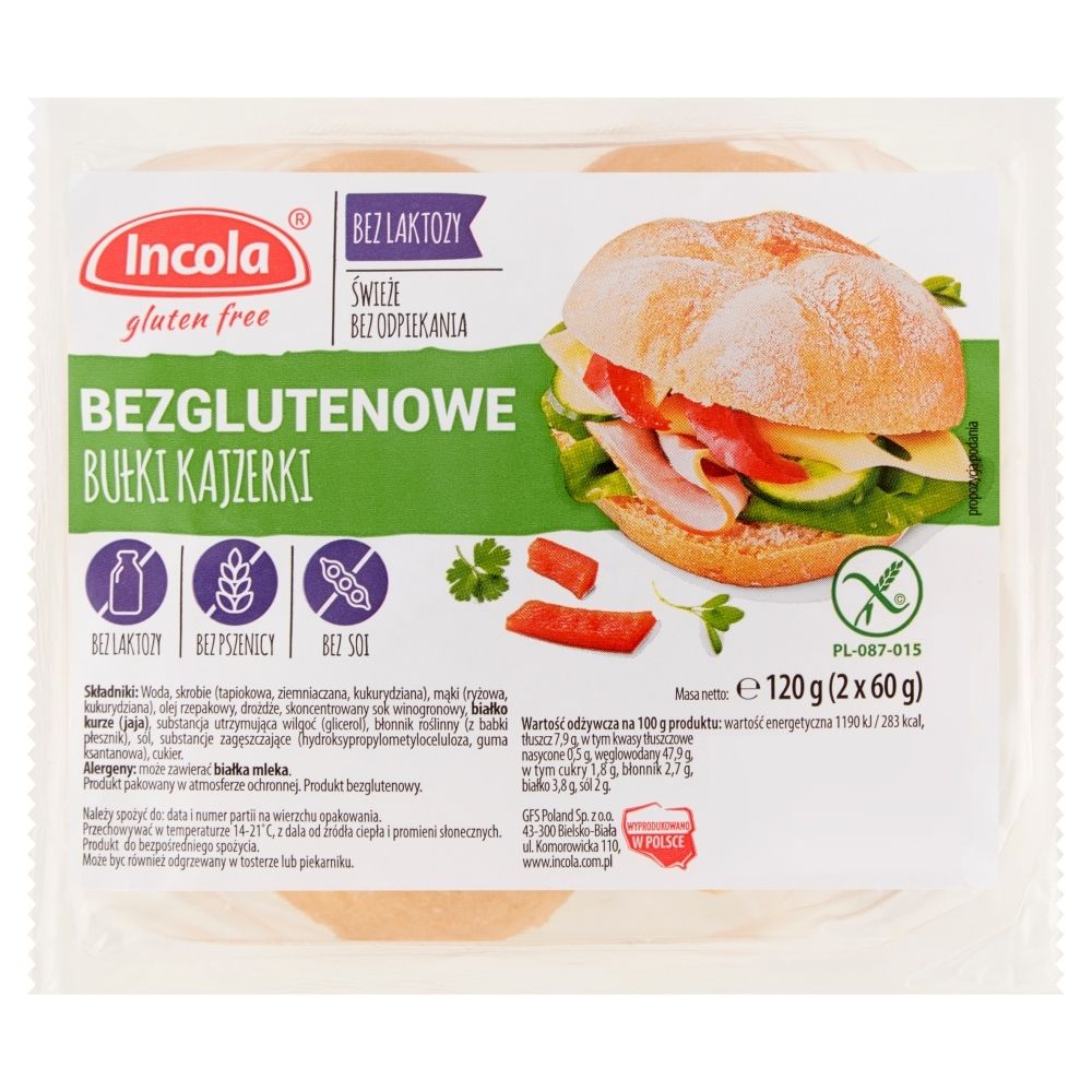 INCOLA Bułki kajzerki śniadaniowe bezglutenowe 120g