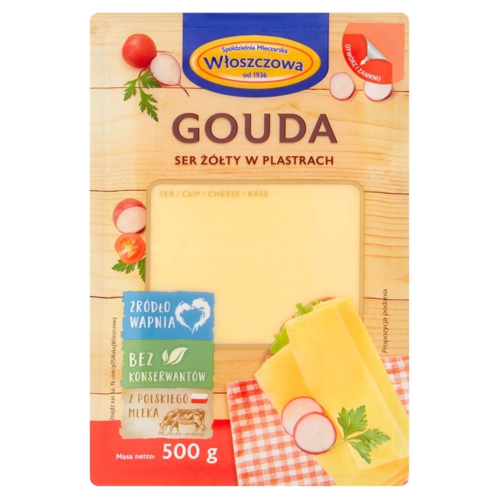 Ser Gouda Plastry 500 G Włoszczowa