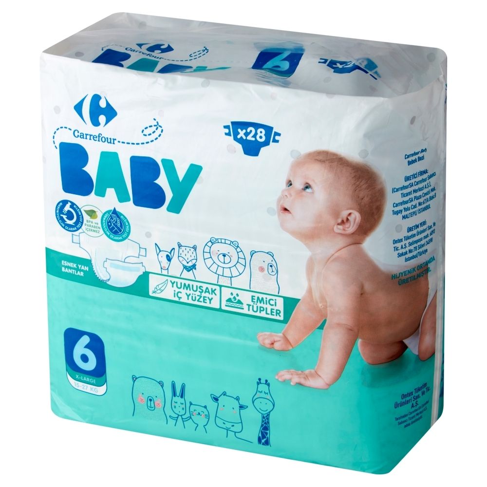 Zdjęcia - Pielucha Carrefour Baby  dziecięce 6 XL 15-27 kg 28 sztuk 