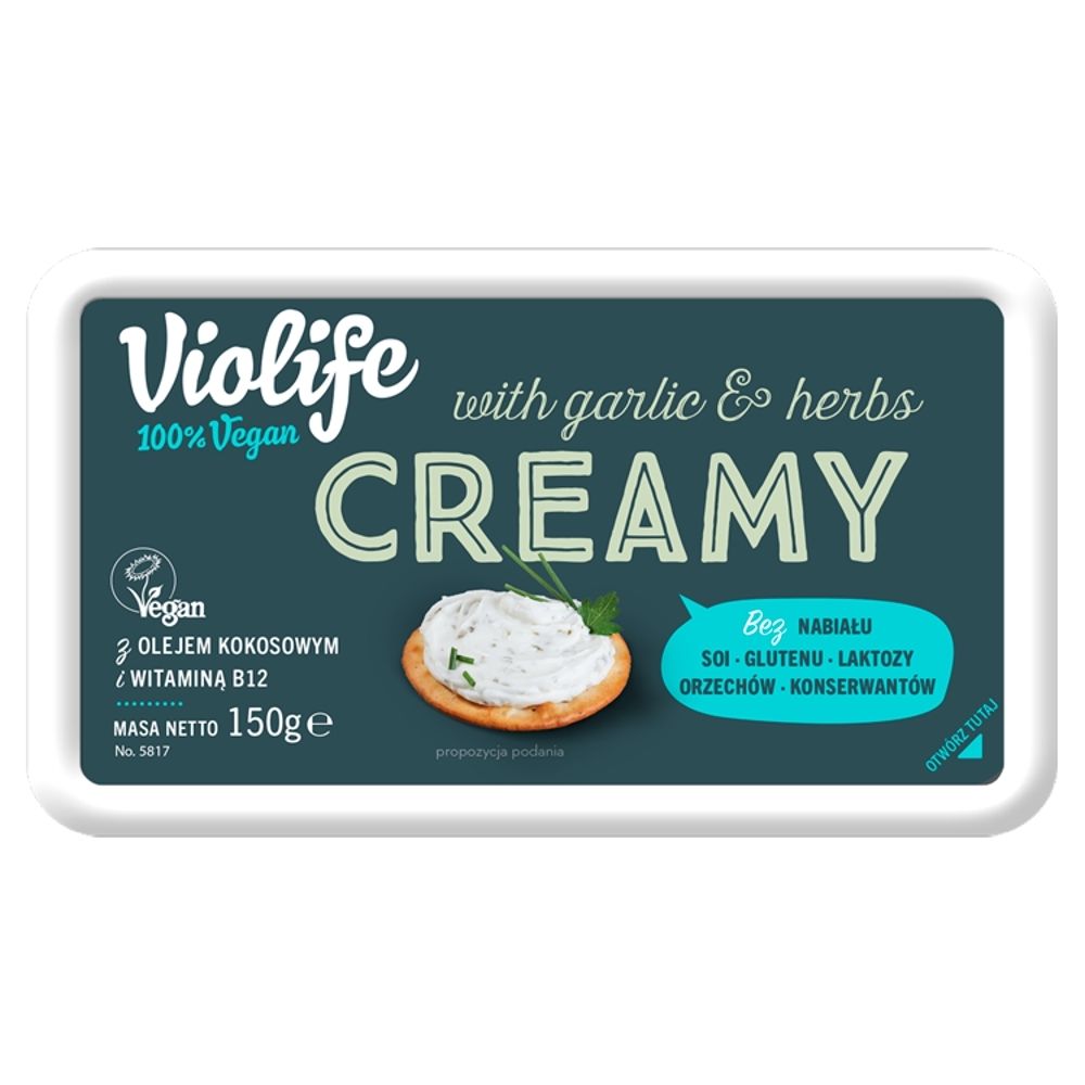 Violife - Kremowy serek do smarowania z czosnkiem. bez laktozy