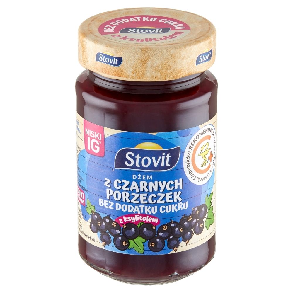 Dżem z czarnej porzeczki słodzony ksylitolem Stovit, 250g
