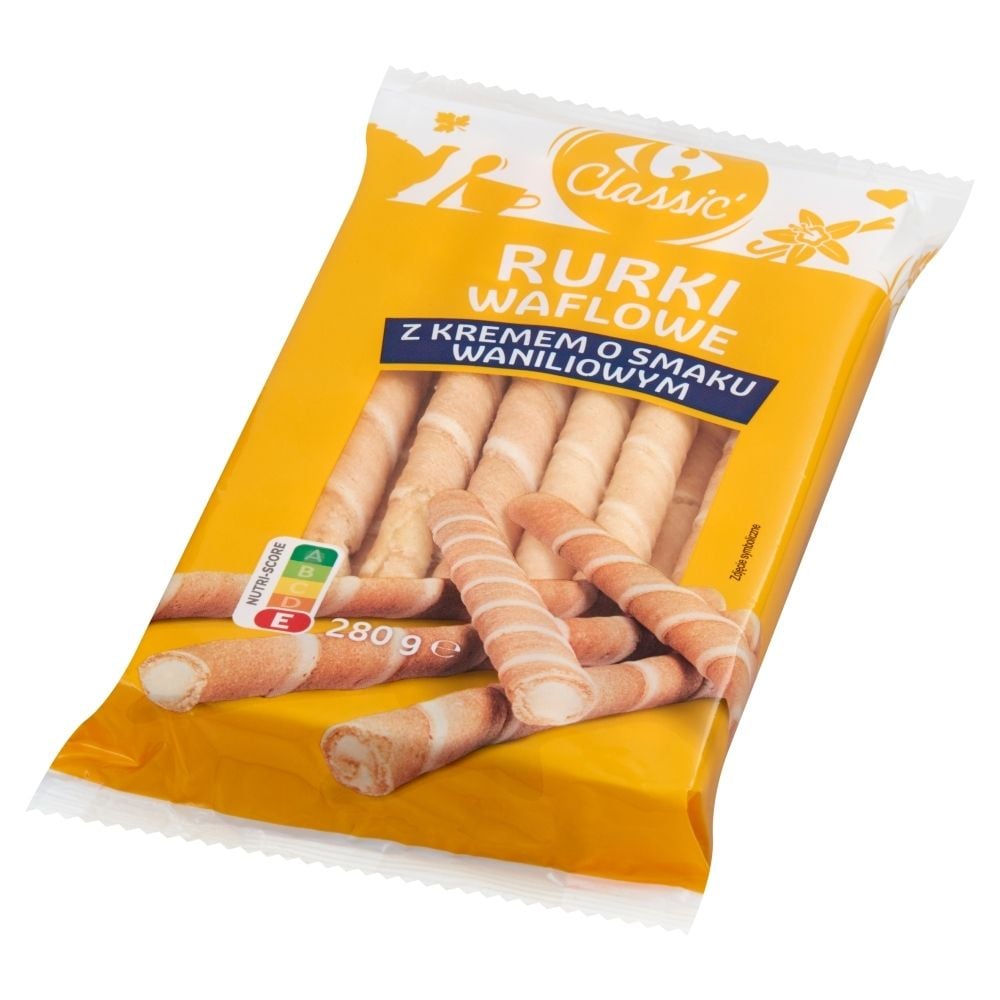 Carrefour Classic Rurki waflowe z kremem o smaku waniliowym 280 g