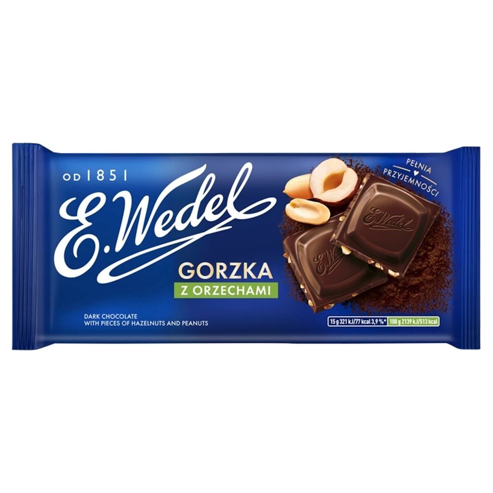 E.Wedel - Czekolada gorzka z kawałkami orzechów laskowych i  arachidowych