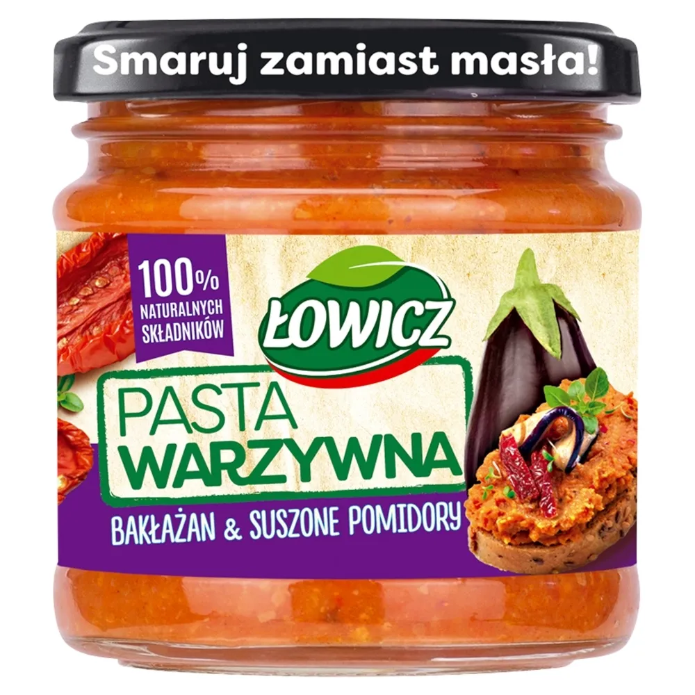 Łowicz Pasta warzywna bakłażan & suszone pomidory 180 g