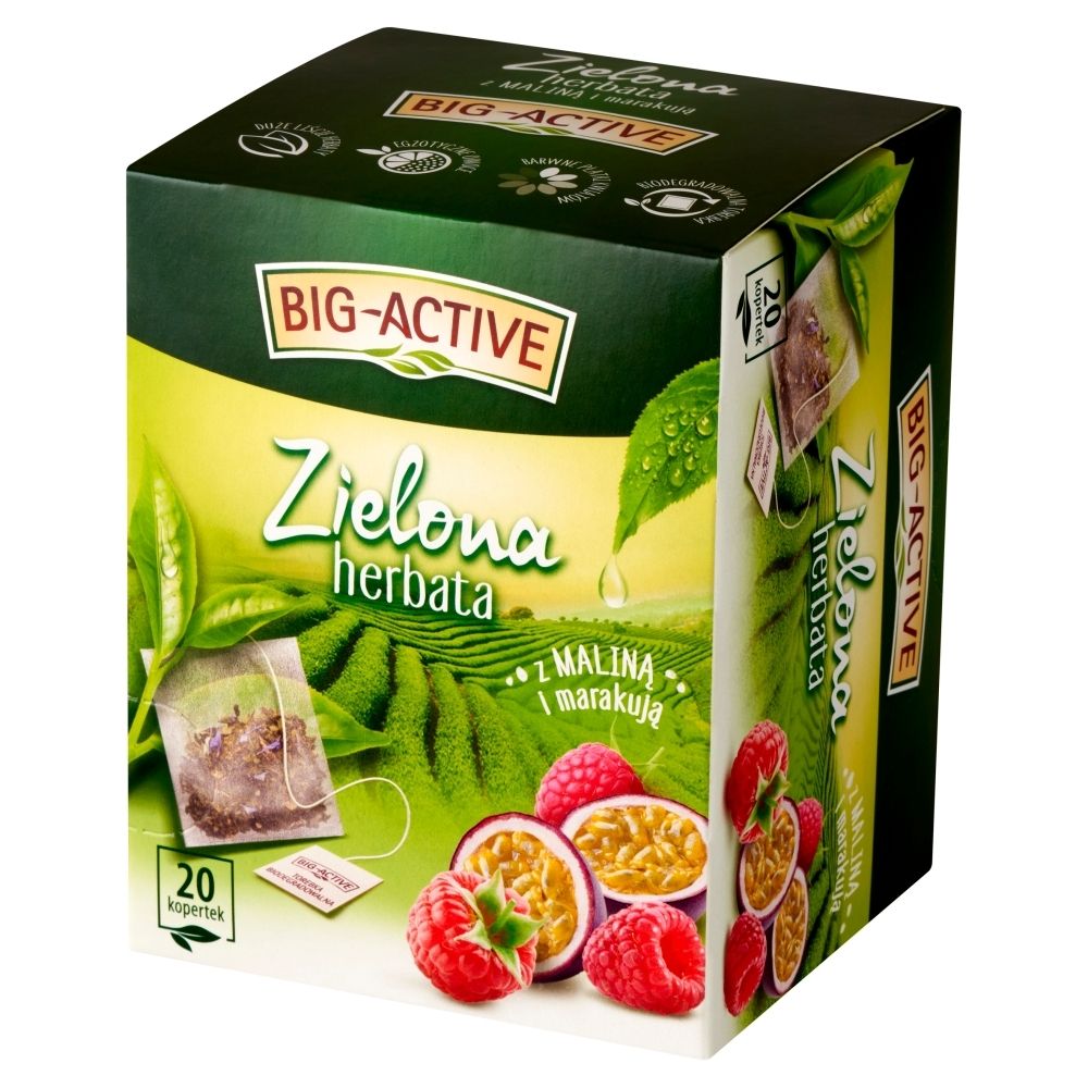 Big-Active Herbata zielona z maliną i marakują (20tb x 1,7g)
