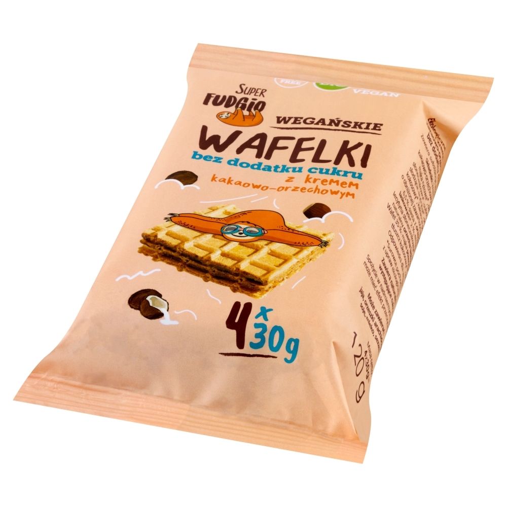 Me Gusto Wafelki z Kremem Kakaowo Orzechowym Wegańskie bez dodatku cukru BIO 120g - Super Fudgio