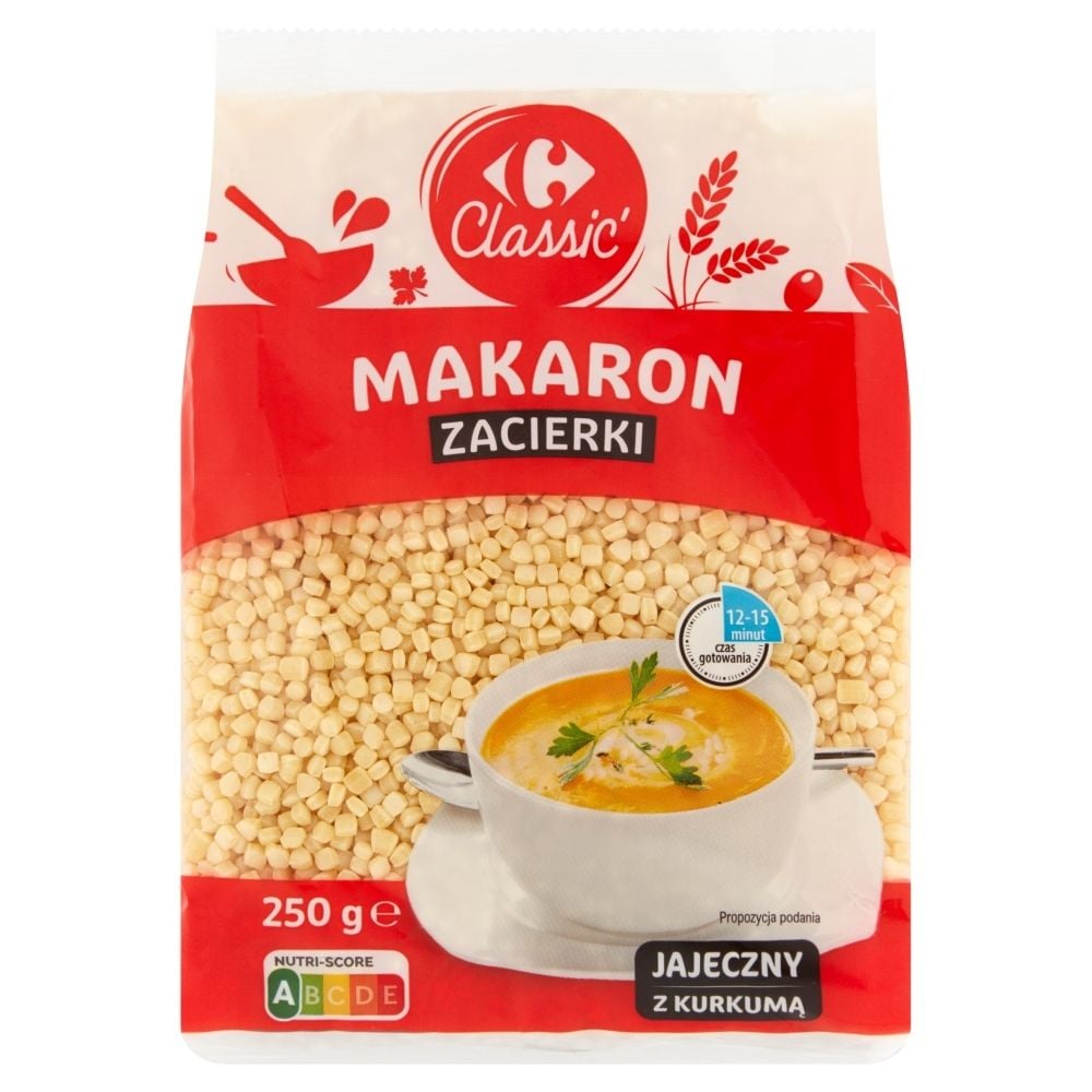 Carrefour Classic Makaron jajeczny z kurkumą zacierki 250 g