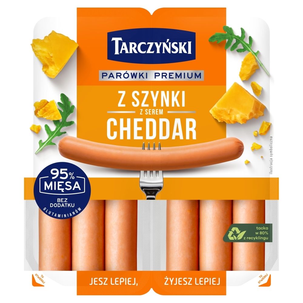 Parówki z szynki z serem cheddar 180 g Tarczyński