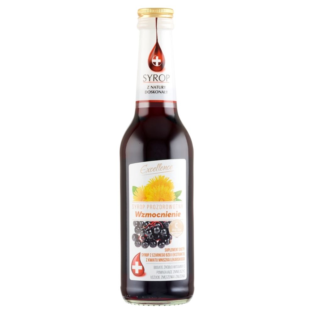 Excellence Syrop Z Czarnego Bzu I Ekstraktu Z Kwiatu Mniszka Lekarskiego Z Witaminą C. 320 Ml- Wzmocnienie Suplement Diety