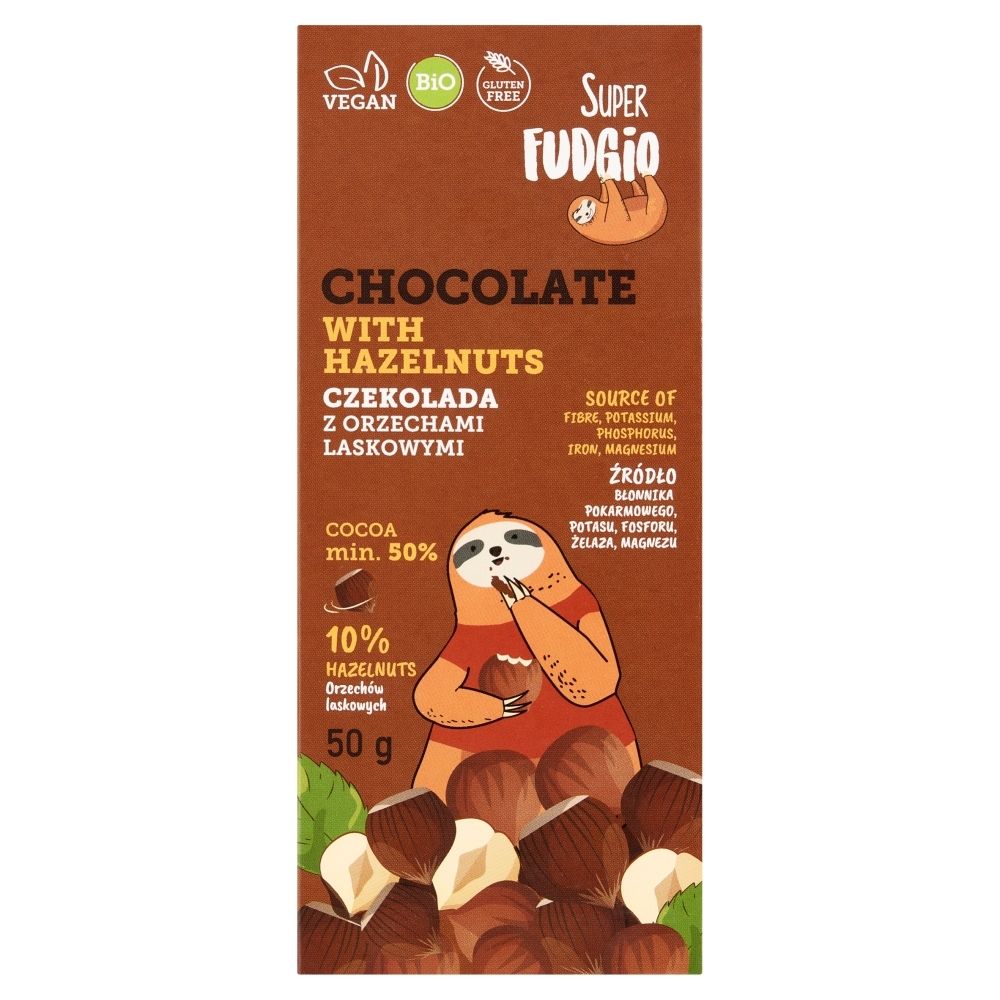 Me Gusto Czekolada z orzechami laskowymi bezglutenowa BIO 50g - Super Fudgio