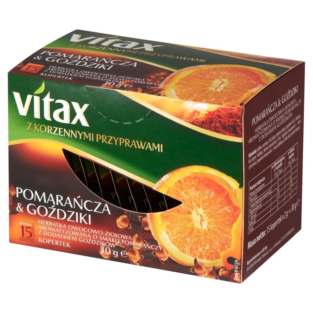 HERBATA VITAX POMARAŃCZA&GOŹDZIKI 15 torebek x 2 g w kopertkach DUPLIKAT