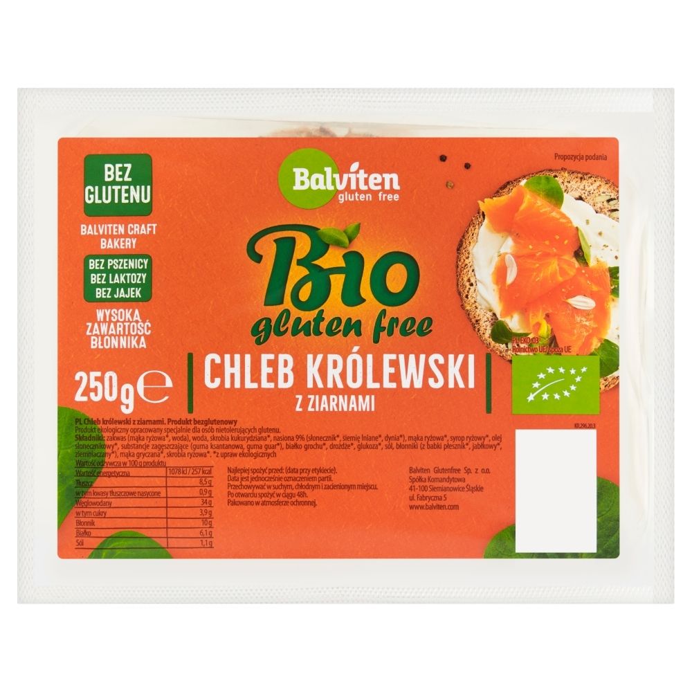 Balviten Chleb królewski z ziarnami bezglutenowy BIO 250g 000-40E5-29574