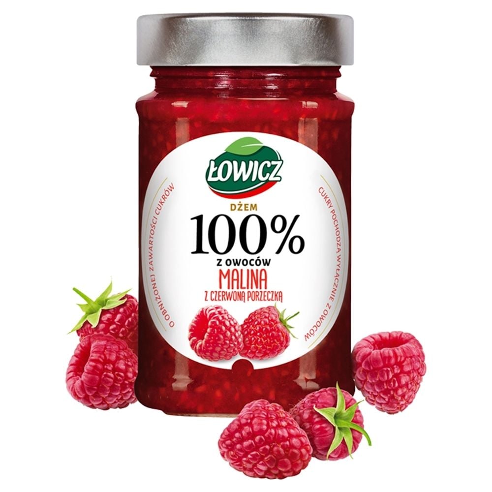 Łowicz Dżem 100% z owoców malina, czerwona porzeczka 210 g
