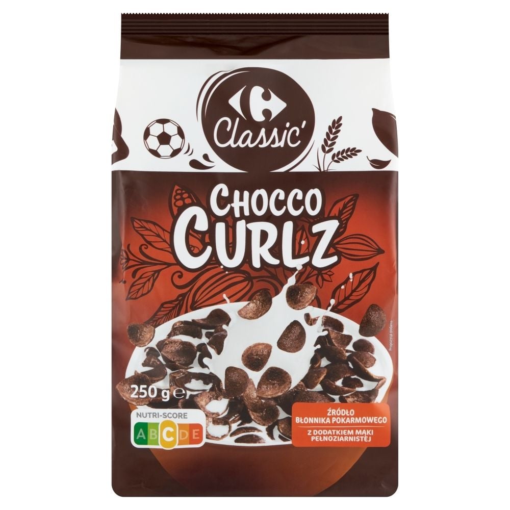 Carrefour Classic Chocco Curlz Muszelki zbożowe o smaku czekoladowym 250 g